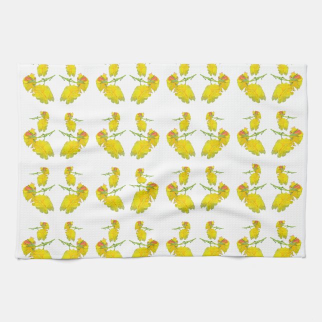 Yellow Rose Fabric. Kitchen Towel (Horizontal)
