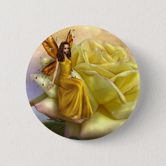 Yellow Rose Faery (Button) Button (Front)