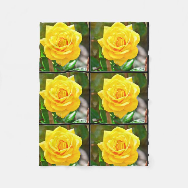 Yellow Rose Fleece Blanket (Front)
