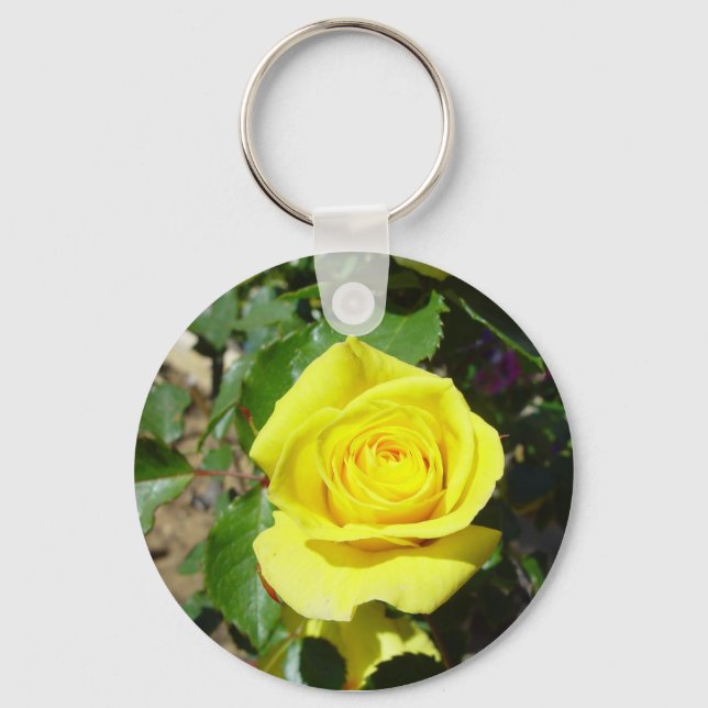 Yellow Rose Floral 4 Keychain (Front)