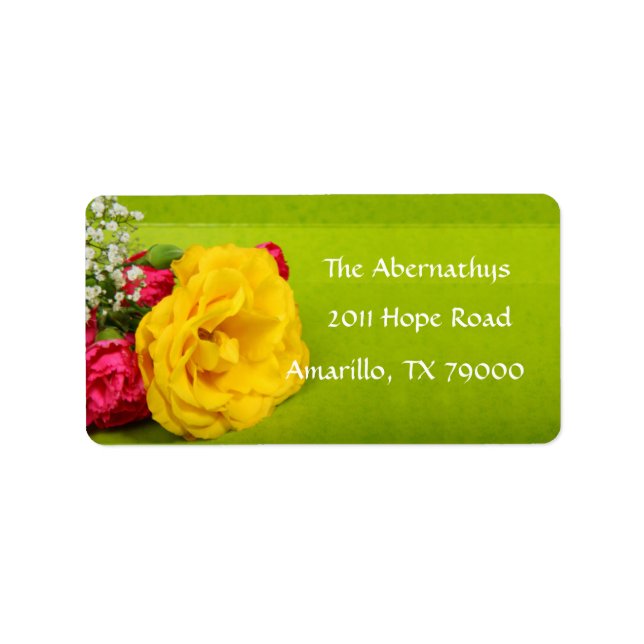 Yellow Rose Floral Address Label (Front)