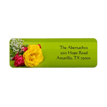 Yellow Rose Floral Address Label by tjustleft at Zazzle