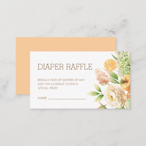 Yellow Rose Floral  Baby Shower Diaper Raffle Enclosure Card