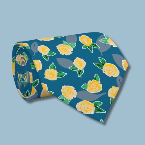 Yellow Rose Floral Botanical  Tote Bag Neck Tie