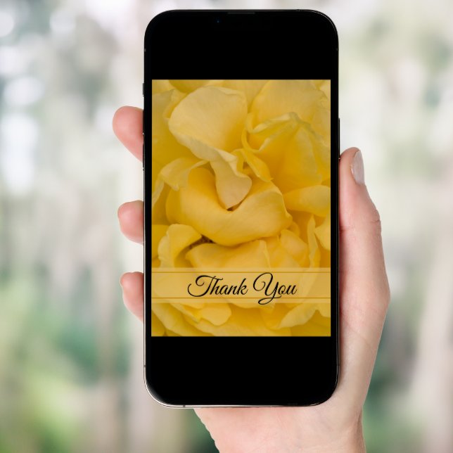 Yellow Rose Floral Flat Thank You Notes Invitation (Front Digital)