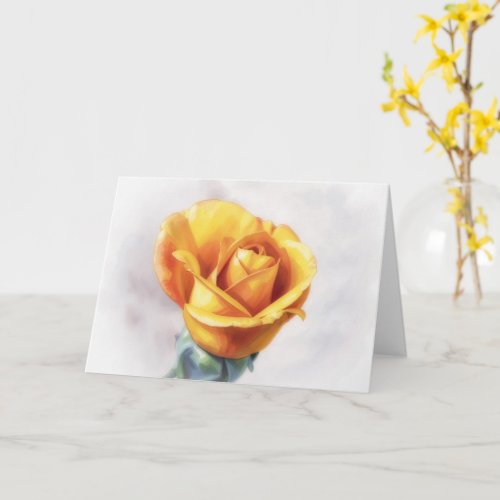 Yellow Rose Floral Flower Watercolor Style Card