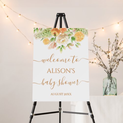 Yellow Rose Floral Greenery Baby Shower Welcome Foam Board