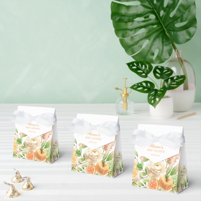 Yellow Rose Floral Greenery Girl Baby Shower Favor Boxes (Creator Uploaded)