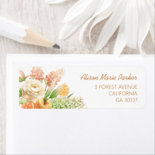 Yellow Rose Floral Greenery Return Address Label