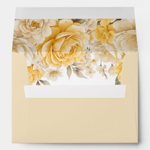 Yellow Rose Floral Invitation Envelope