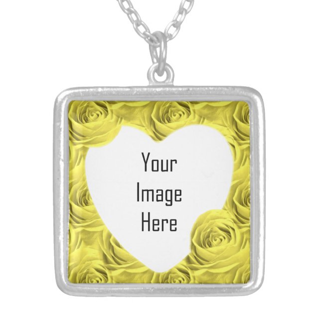 Yellow Rose Floral Photography Abstract Pattern Silver Plated Necklace (Front)