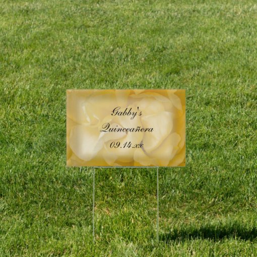 Yellow Rose Floral Quinceañera Yard Sign Zazzle