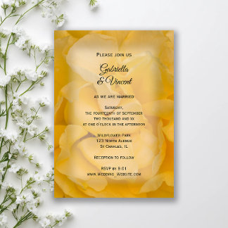 Yellow Rose Floral Wedding Invitation