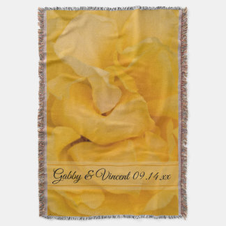 Yellow Rose Floral Wedding Keepsake Throw Blanket