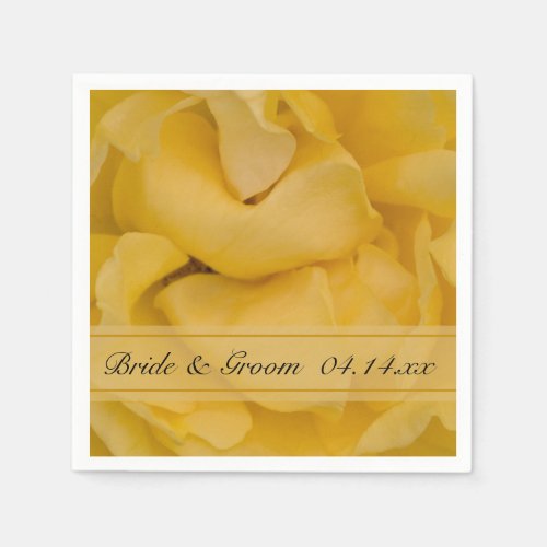 Yellow Rose Floral Wedding Paper Napkins