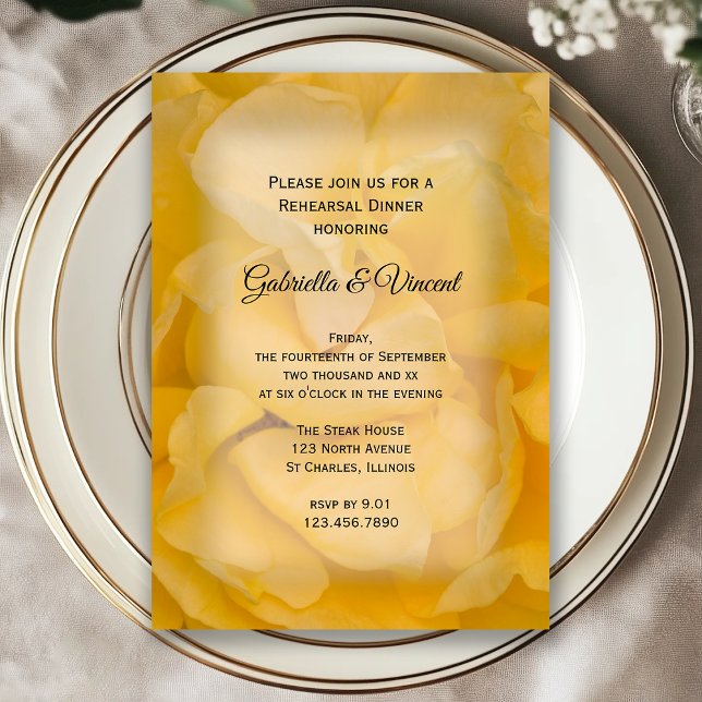Yellow Rose Floral Wedding Rehearsal Dinner Invitation (Creator Uploaded)