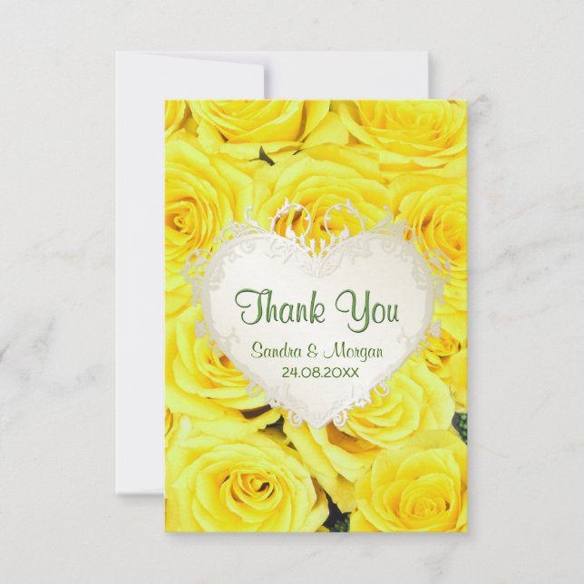 Yellow Rose Floral Wedding Thank You (Front)