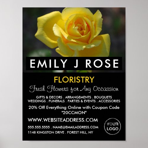 Yellow Rose Floristry Advertising Poster