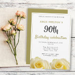 Yellow Rose Flower 90th Birthday Party Invitation<br><div class="desc">Yellow Rose Flower 90th Birthday Party Invitation. Modern 90th birthday party invitation for her. Invitation with beautiful yellow roses. Perfect for a woman who is celebrating her ninetieth birthday. Invite for 90 years birthday party.</div>