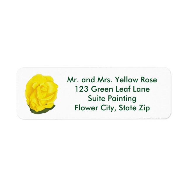 Yellow Rose Flower Address Labels (Front)