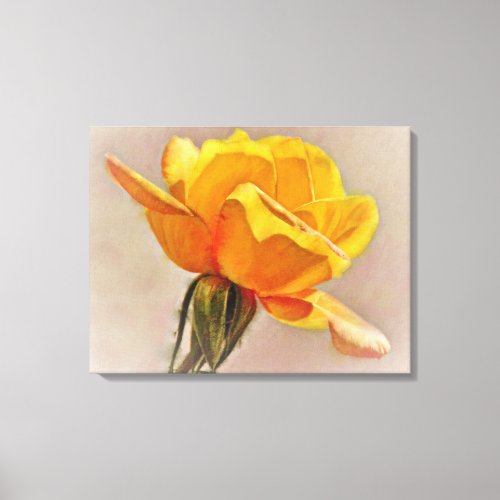 Yellow Rose Flower Art Canvas Print