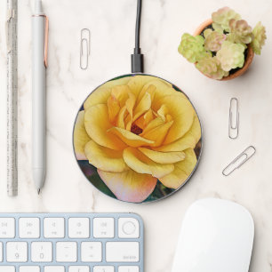 Yellow Rose Flower Art Charger