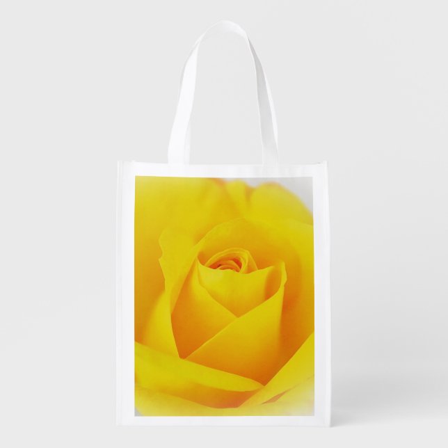 Yellow Rose Flower Art Eco Friendly Grocery Bag (Front)