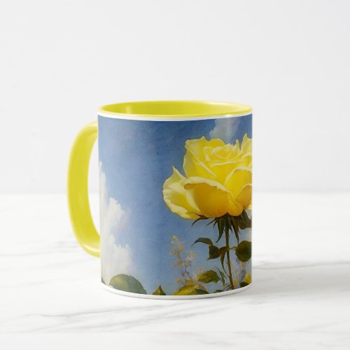 Yellow Rose Flower Art Mug Cup