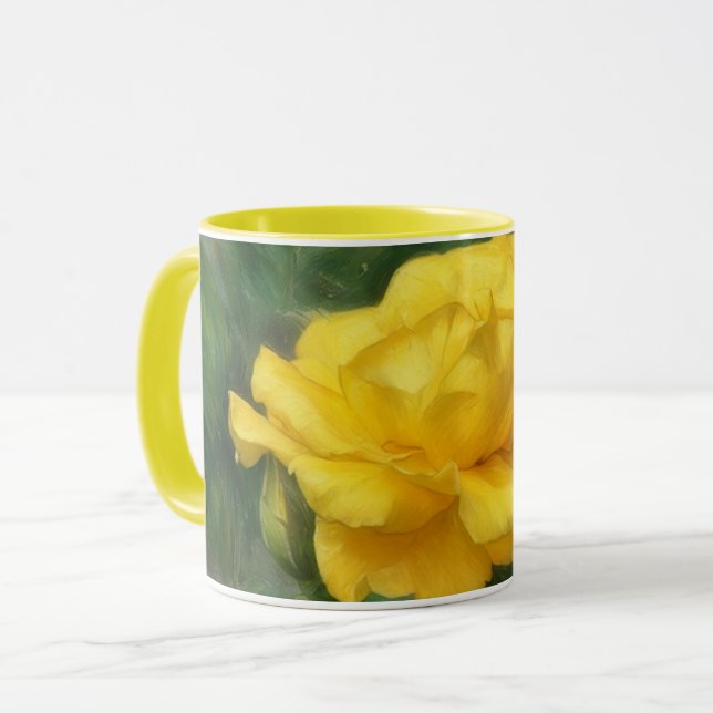 Yellow Rose Flower Art Mug Cup (Front Left)