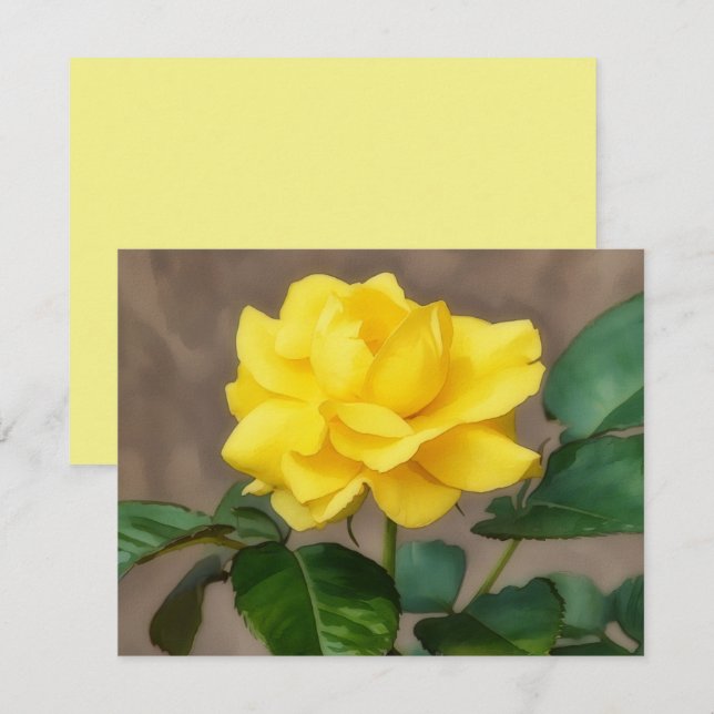 Yellow Rose Flower Art Note Card Set (Front/Back)