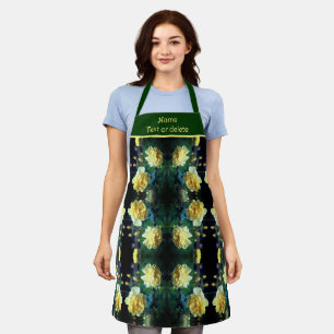 Yellow Rose Flower Art Pattern Personalized Apron