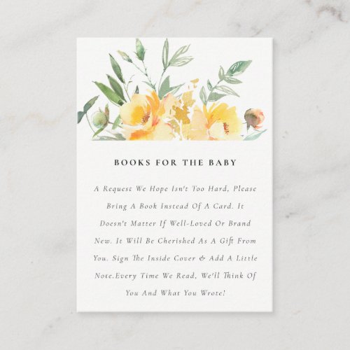 Yellow Rose Flower Bunch Books for Baby Shower Enclosure Card
