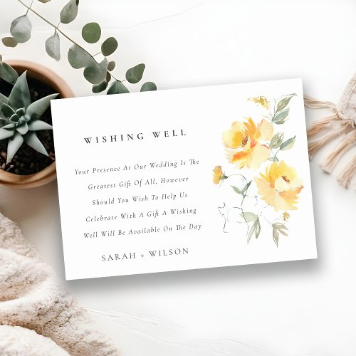 Yellow Rose Flower Bunch Wedding Wishing Well Enclosure Card