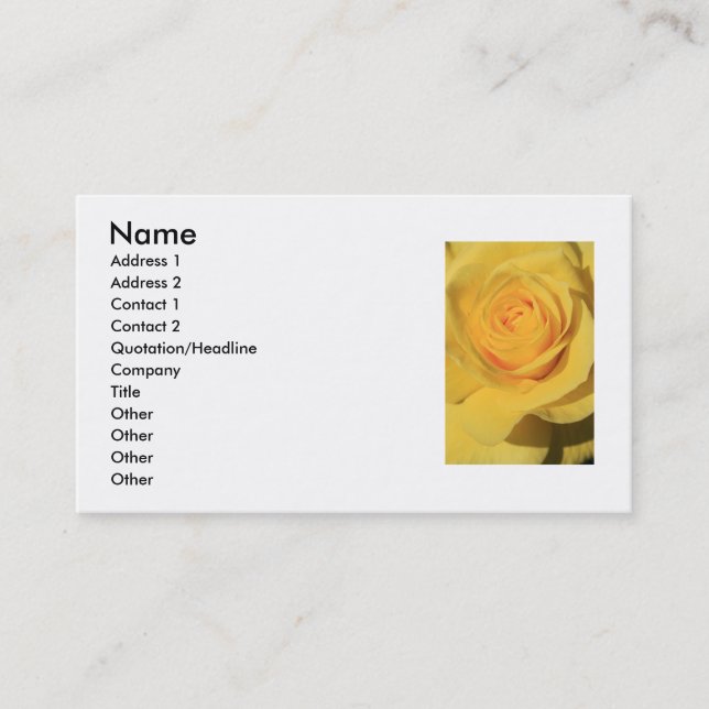 Yellow Rose Flower Business Card (Front)