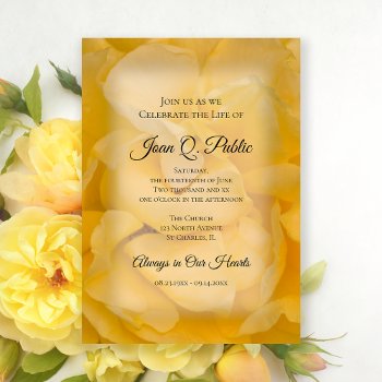 Yellow Rose Flower Celebration Of Life Memorial Invitation by loraseverson at Zazzle