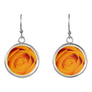 Yellow rose flower Drop earrings