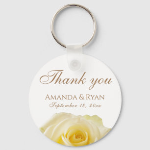 Yellow Rose Flower Floral Wedding Thank you Keycha Keychain