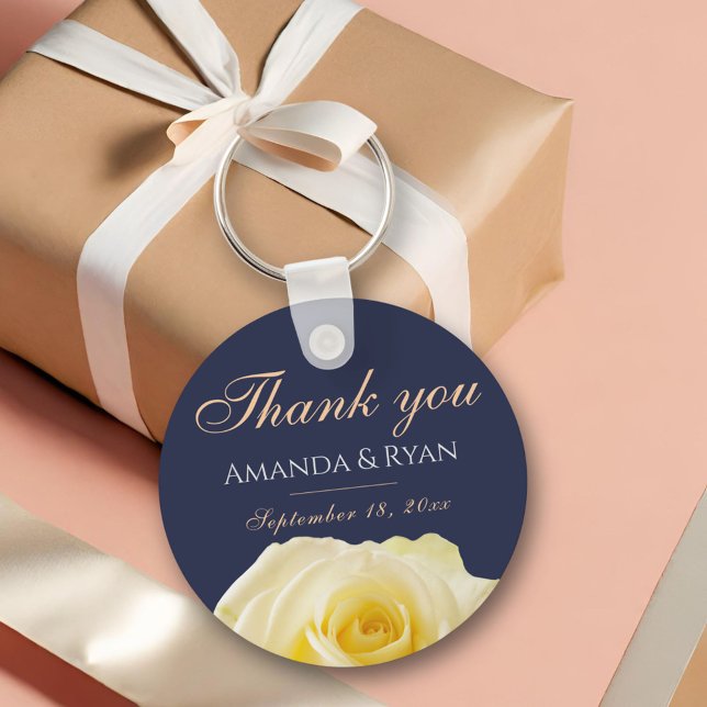 Yellow Rose Flower Floral Wedding Thank you Keychain (Creator Uploaded)