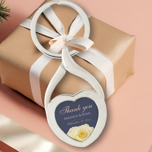 Yellow Rose Flower Floral Wedding Thank you Keychain (Creator Uploaded)