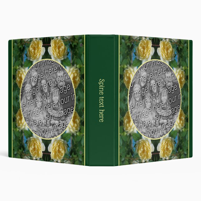 Yellow Rose Flower Frame Create Your Own Photo 3 Ring Binder (Background)