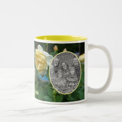 Yellow Rose Flower Frame Create Your Own Photo Two_Tone Coffee Mug