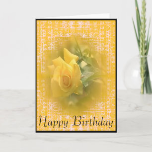 Yellow Rose Flower Happy Birthday Card