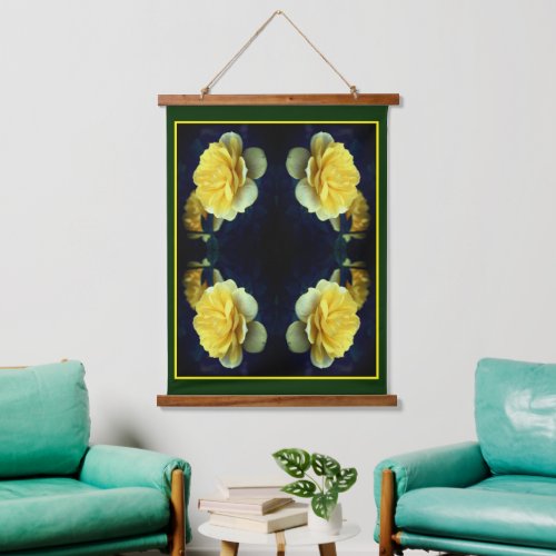 Yellow Rose Flower In Bloom Abstract Hanging Tapestry