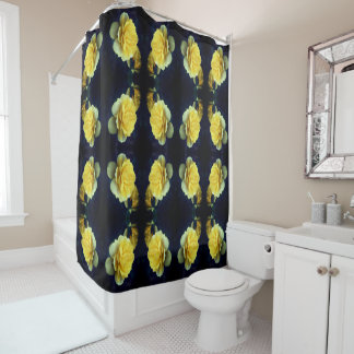 Yellow Rose Flower In Bloom Abstract Pattern Shower Curtain