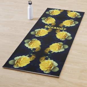 Yellow Rose Flower In Bloom Abstract Personalized Yoga Mat
