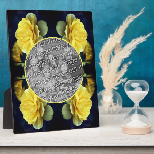Yellow Rose Flower In Bloom Add Your Photo Plaque