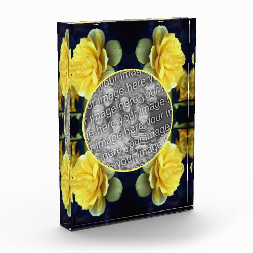 Yellow Rose Flower In Bloom Frame Add Your  Photo Block