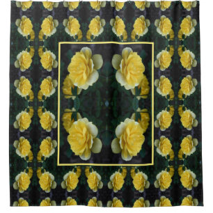 Yellow Rose Flower In Bloom Nature Art Pattern Shower Curtain
