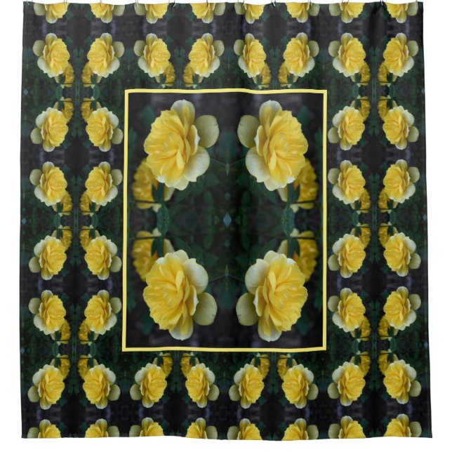 Yellow Rose Flower In Bloom Nature Art Pattern Shower Curtain (Front)