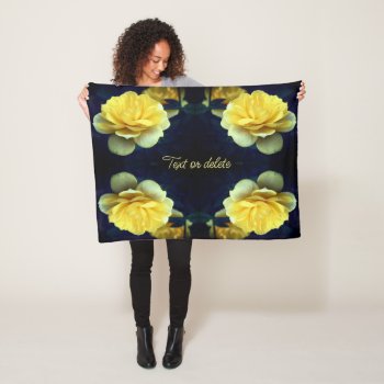Yellow Rose Flower In Bloom Personalized Fleece Blanket by SmilinEyesTreasures at Zazzle